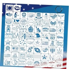 66 Pcs American Flag Stencil Reusable Patriotic 1776 Stencil 4th of July