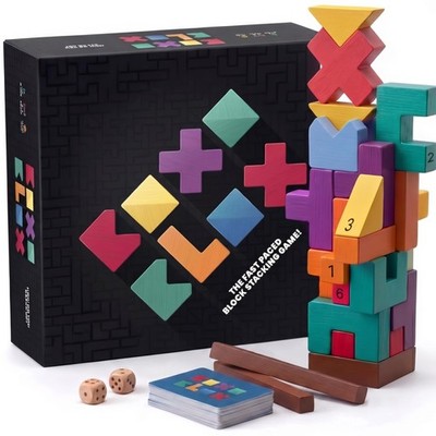 Block Stacking Game for Kids & Families, 39 Wooden Pieces, Fast-Paced Party Game