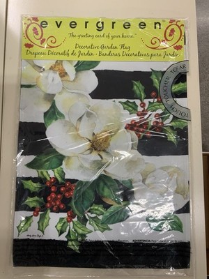 EVERGREEN Garden Applique Flag ~ 12.5''x18'' ~ Holiday Magnolias Garden ~ New