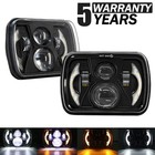 For 1987-1995 Jeep Wrangler 5x7 7x6" LED Headlight Halo DRL Hi/Low Beam H6054