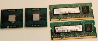 Intel Core 2 Duo T5250 CPU (2x) and 1 gig of RAM (2x 512mb) - Used pulls