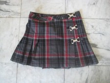 new Red / Grey / Black Plaid schoolgirl Skirt Size XS/S w/ buckles FREE Shipping