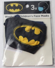 Batman 3 Pack Kids/Boys Washable Face Masks 3...
