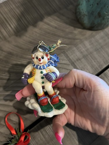 Lot of 13 Snowman Ornaments Variety Wood, Resin, Blown Glass + More Some VTG - Picture 14 of 15
