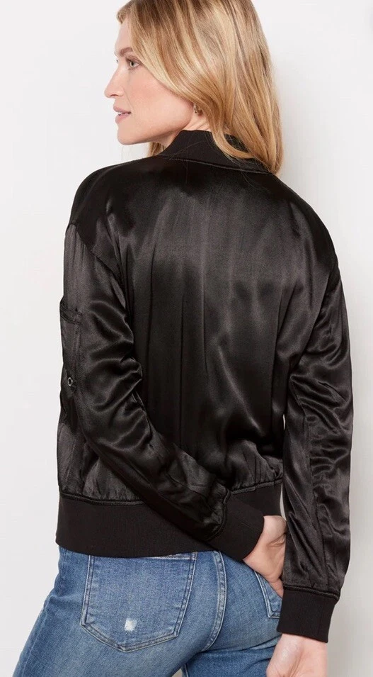 Новый с Ярлыками Evereve Gemma атласный бомбардировщик черный размер XS розничной $158 - Изображение 2 из 4