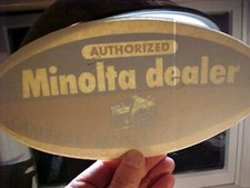 ORIGINAL VINTAGE AUTHORIZED MINOLTA CAMERA DEALER SHOP WINDOW STICKER SIGN