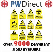Image of Security Camera Signs Warning Caution Smile Water Skull Toxic Gas Tipping G320BP