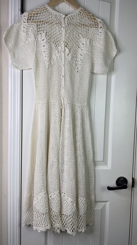 Vestido de Colección con Cordones de Crochet Parte Inferior Frontal Tejido Abierto Marfil Romántico Boda Decoración de Casa - Imagen 3 de 20