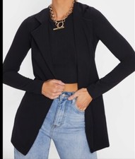 Pretty Little Thing Black Blazer Long Sleeve Womens Sz 0 Elegant Black