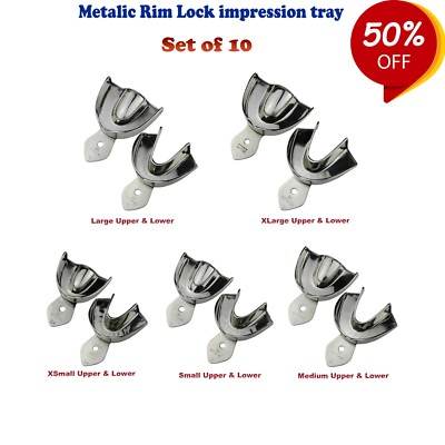 Set of 10 Dental Impression Bite Trays Perforated Rim-Lock