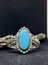 Native American Navajo king man turquoise Sterling Silver cuff bracelet