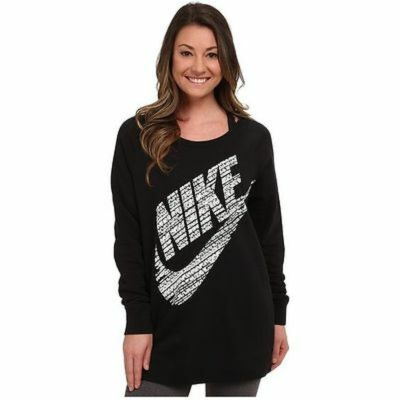 Nike WOMEN'S Rally Mikina Boyfriend Crew Sweatshirt Black SIZE