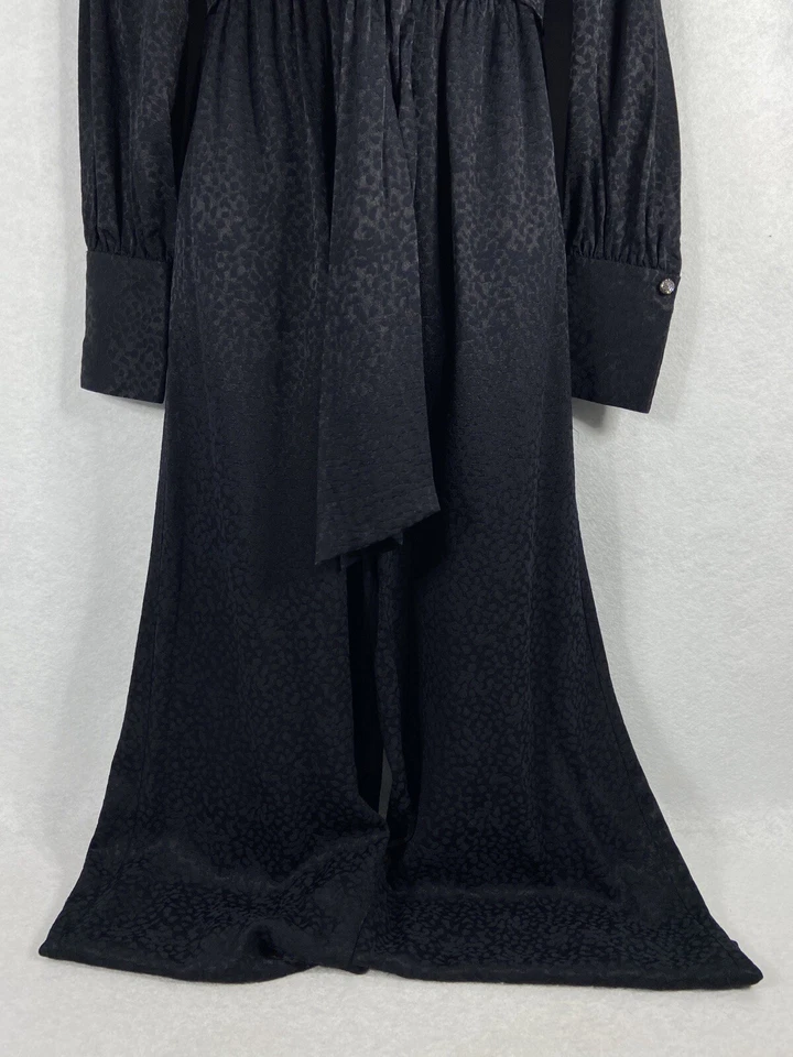 Mono Kate Spade Mujer 2 Negro Manga Larga Pierna Recta Brillante Estampado Leopardo Foto 3 de 4