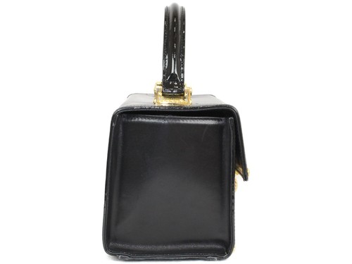 Gianni Versace Hand Bag Box Black Gold Hardware Leather Japan Used - Picture 5 of 18