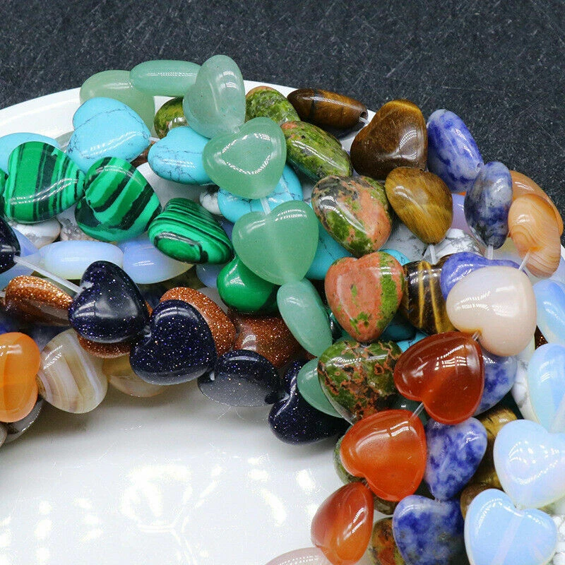 52 Strands Natural Stone Crystal Quartz Heart Shape 10mm Gemstone Beads Necklace - Image 4 of 4