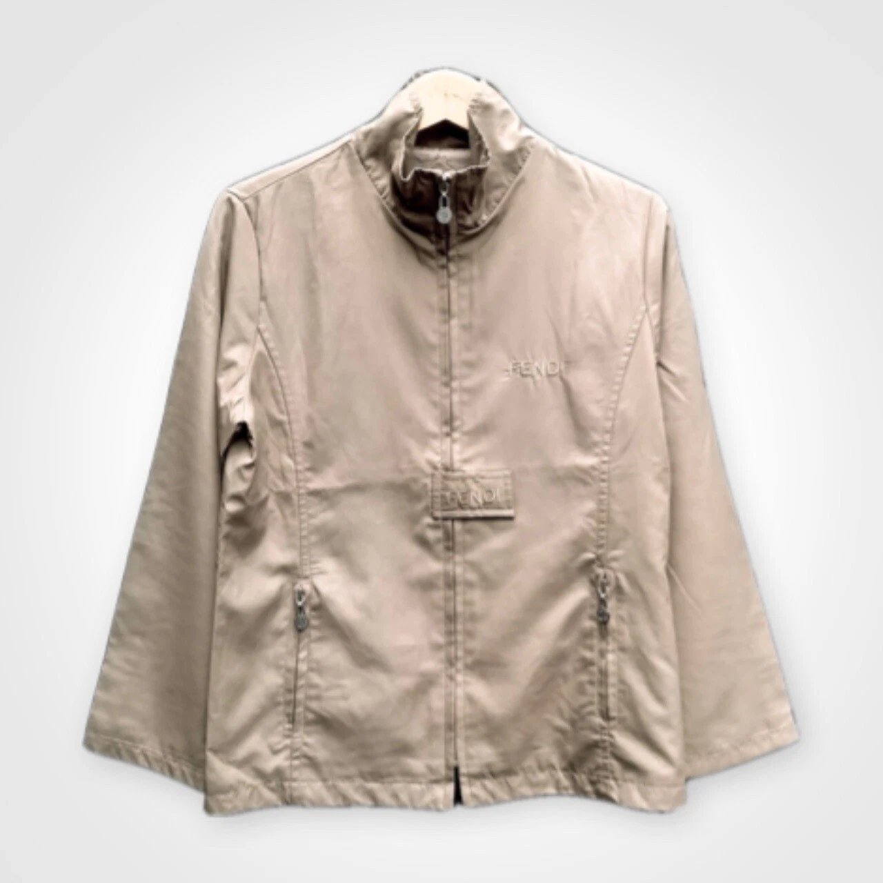 Giacca Fendi Vintage Beige Nylon Uomo Donna Piccola Media