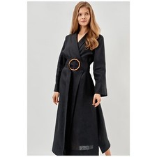 Urban Outfitters Sleeper Linen Belted Robe Midi Dress, Black XS - Small RRP £195