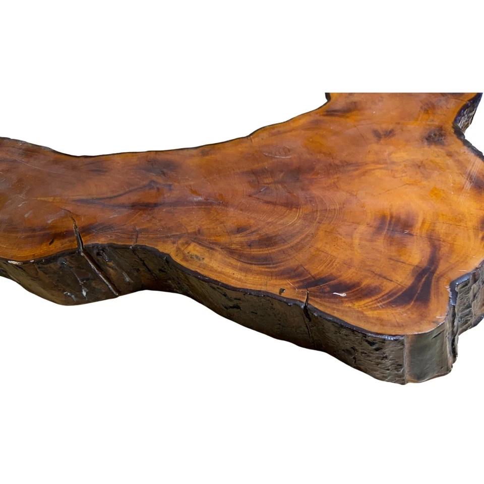 Mesa de losa de madera Live Edge 22" acabado epoxi rústico decoración con acento natural Foto 3 de 4