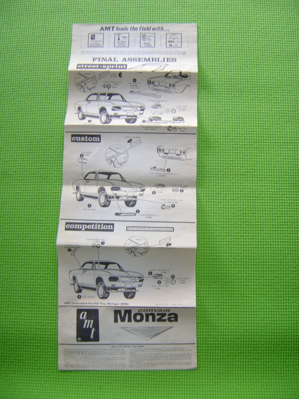 AMT NOTICE DE MONTAGE D'ORIGINEINSTRUCTIONS POUR CORVAIR MONZA eBay