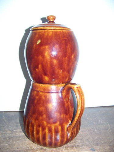 Glazed Brown Drip Ceramic Coffee Maker Drip-O-Later 4-6 cup 1960's USA Complete - Picture 15 of 15