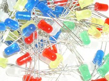 USA NEW 100 LED ASSORTMENT R G B W Y 20 EACH 5MM RED GREEN BLUE WHITE YELLOW KIT