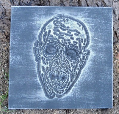 Halloween zombie mold plaster concrete cement plaque mould 11'' x 11'' x 3/4''