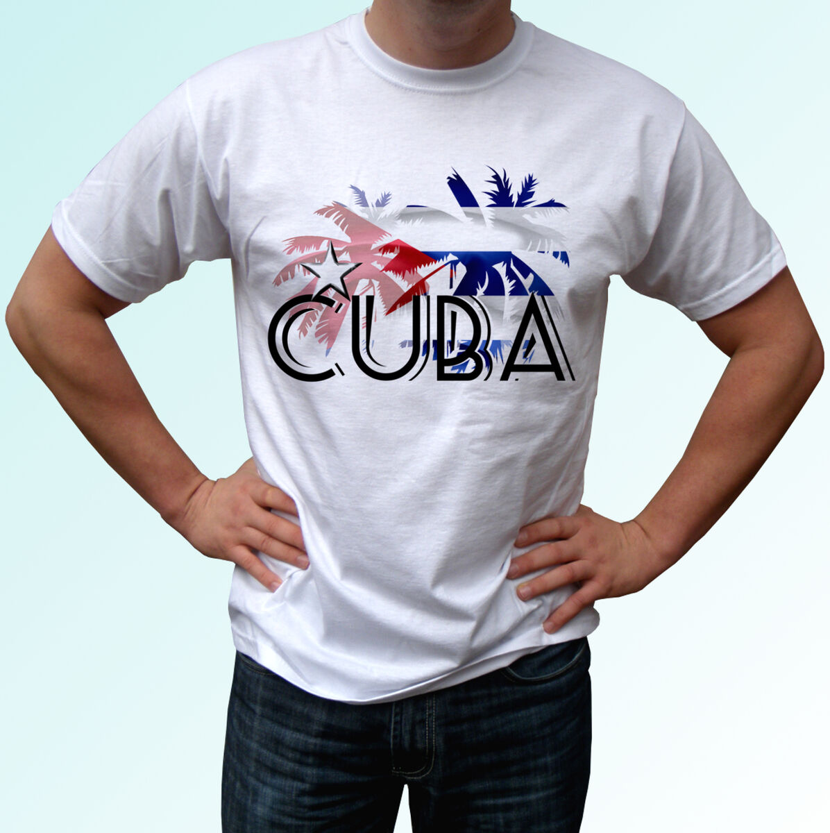 Efectivamente Corea Dar Bandera de palma de Cuba - Camiseta blanca diseño de vacaciones para hombre  mujer niños bebé | eBay