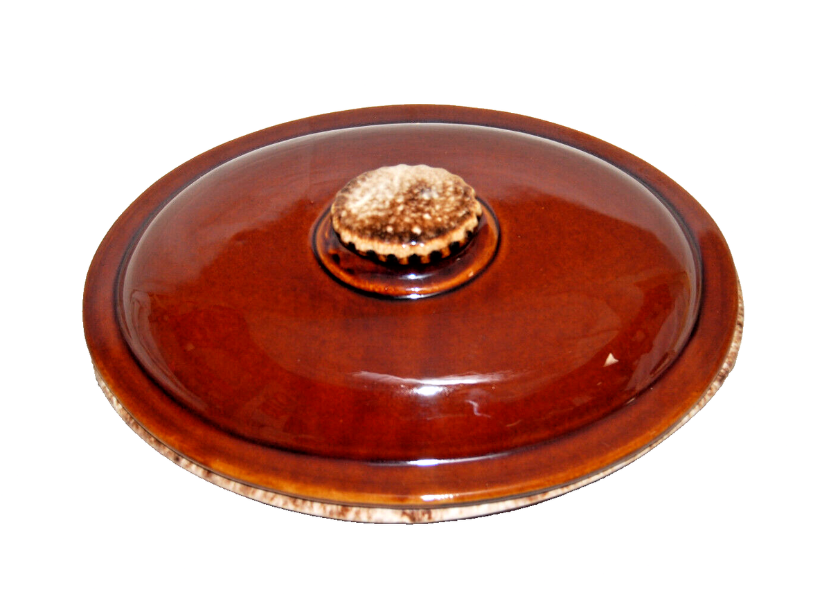 Hull Pottery Brown Drip Glaze Oval Vegetable Dish w/Lid 10