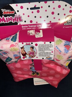 SwimWays Disney Minnie Childs 33-55lbs Swim Trainer Life Jacket USCG Approved