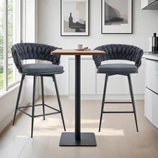 Set of 2 Swivel Bar Stools Counter Height Bar Chair Dining Chair with Metal Legs