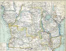 Karte ÄQUATORIAL-AFRIKA / KONGO / DEUTSCH-OSTAFRIKA 1893 Original-Graphik