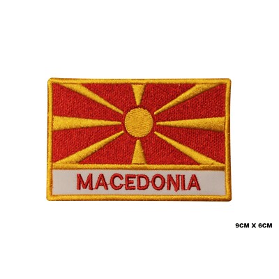 Mazedonien Flagge gestickt Aufnäher Bügelbild/Aufnähen Patch für Kleidung