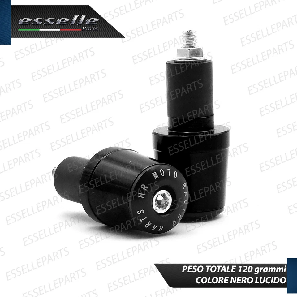 2X CONTRAPPESI MANUBRIO BILANCIERI STABILIZZATORI MOTO SCOOTER ALLUMINIO NERO - Immagine 4 di 4