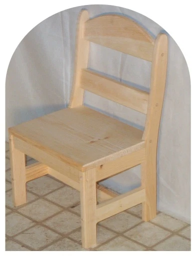 Silla Infantil con Respaldo Redondo Asiento 10" Sin Acabar HECHA A MANO Niños y Parrillas Foto 2 de 2