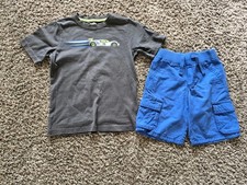 Gymboree Boys Size 5t Racecar Top  Blue Shorts Set VGUC