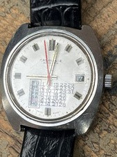 Vintage 1970’s Bulova Caravelle Day-Date Calender Watch Signed Crown RARE issues