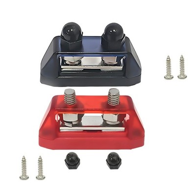 2PCS 3/8'' M10 Bus Bar Power Distribution Block, 250A 48V DC Dual Stud Bus Bar...