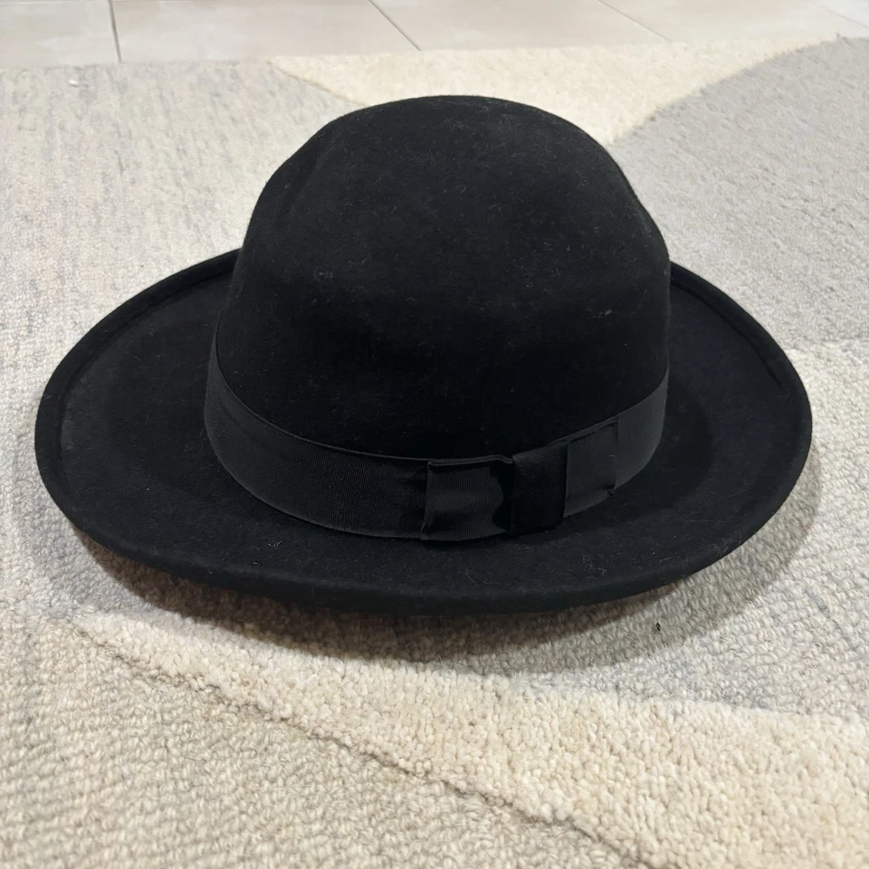 De colección New York Hat Co Gambler Vaquero Fedora Top Negro Rodeo Hombres 7 1/4 Lana Foto 2 de 4