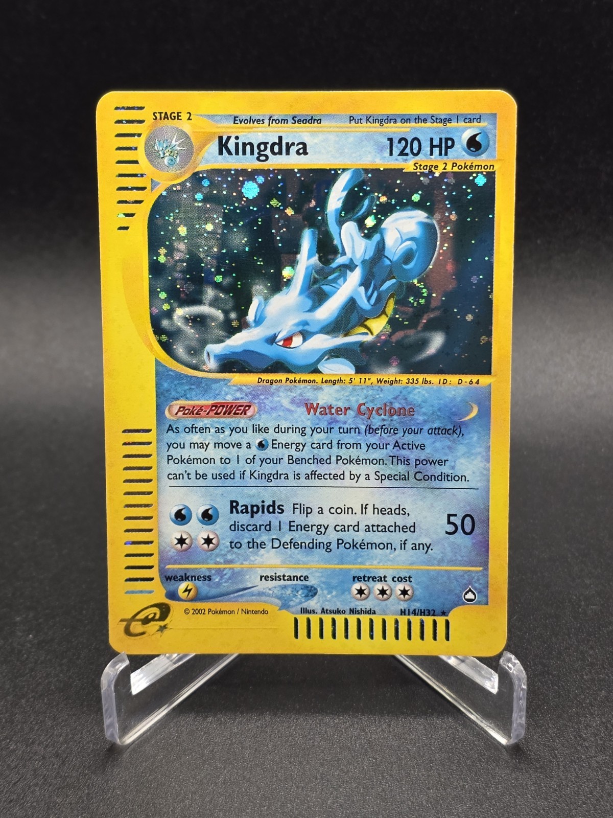 Kingdra H14/H32 Holo Aquapolis 2002 Pokemon Card - NM *SWIRL*