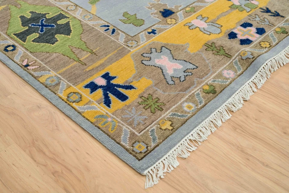 VENTA Alfombra de lana Oushak gris anudada a mano 8x10 | Alfombras de diseño | Alfombra de dormitorio Foto 4 de 4