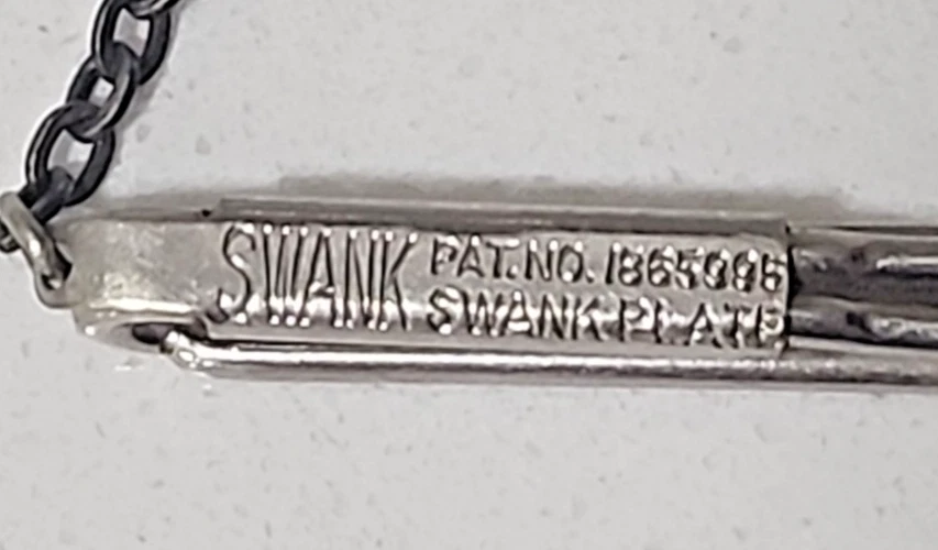 Vintage Swank Tie Clip Sterling Silver With Sterling Silver Chain - Image 3 of 4