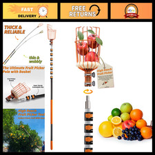 Telescoping Fruit Picker Pole 5-30 ft with Basket - Extendable Reach Tool