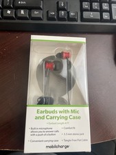 Mobilcharge Earbuds With Mic And Carrying Case, Wired 3.5mm Stereo Jack