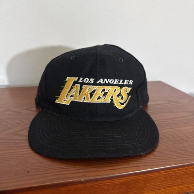 Vintage Los Angeles Lakers Starter  Black Dome Gold Motion Script Wool Snapback