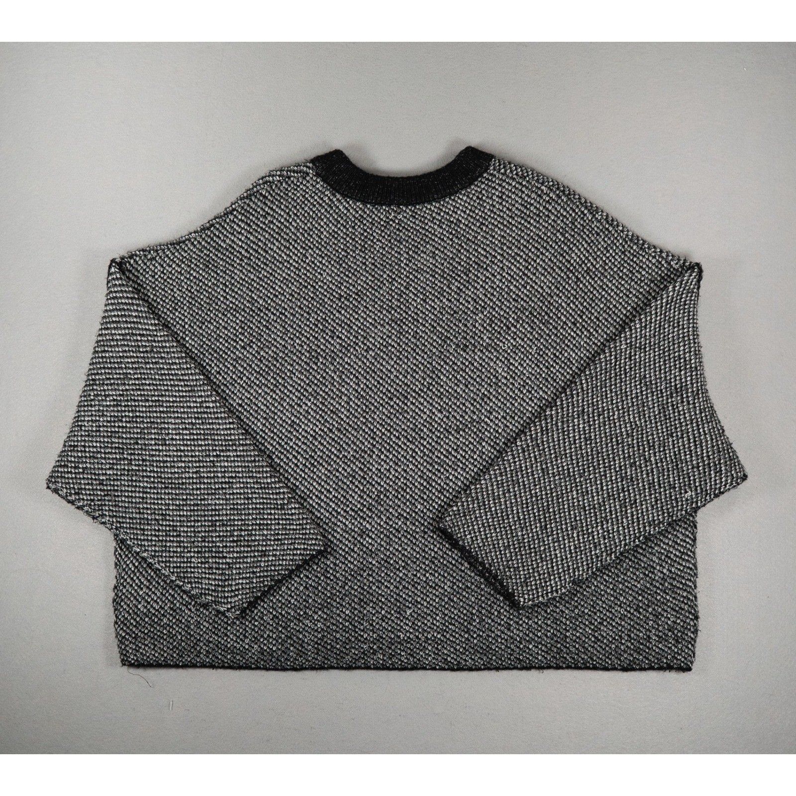 Free People Womens Sweater Large Oversized Boxy Crewneck Marled Black White Knit image 8