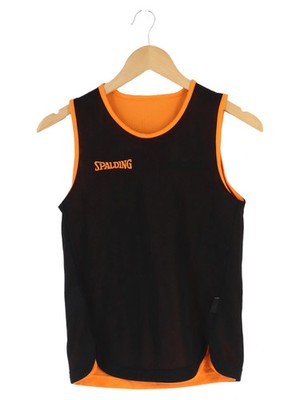 SPALDING Kinder Sport Shirt Gr. 128 Schwarz Orange Basketball Trikot