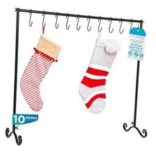  10-Hook Christmas Stocking Holder Stand | Lightweight Iron Metal Freestanding 