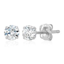 14k Yellow or White Gold Solitaire Round Cubic Zirconia Stud Earrings 4MMto7.5MM