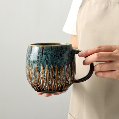 Large Ceramic Coffee Mug - 20oz Big Tea Cup, Blue