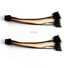 2x Dual 15Pin SATA Male to PCIe 8Pin Male Video Card Adapter Power Cable 20cm